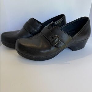 Dansko Black Leather Clogs size 38